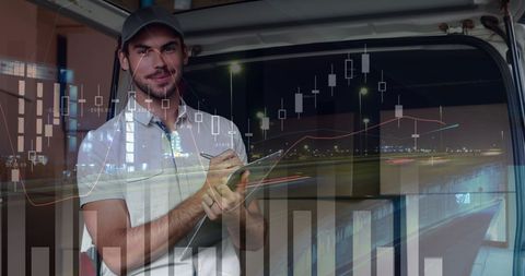 Deliveryman Analyzing Data Charts on Clipboard