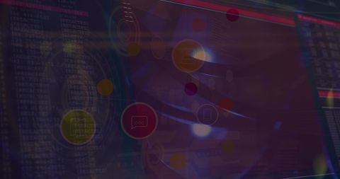 Futuristic data interface with digital light patterns