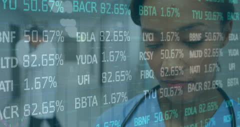 Financial Data Overlay with Professional in Background