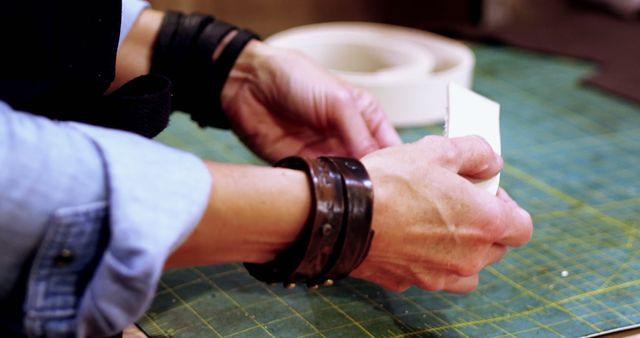 Craftsman Working with Leather in Workshop - Download Free Stock Images Pikwizard.com