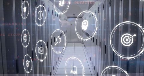 Digital Network Security and Data Processing in Server Room - Download Free Stock Images Pikwizard.com