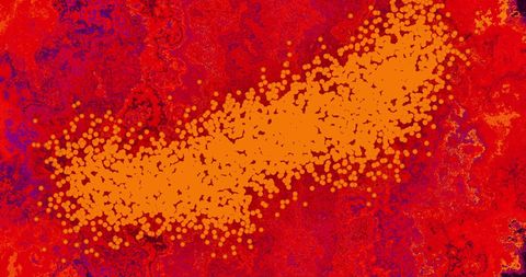 Abstract DNA Strand on Vibrant Red Background