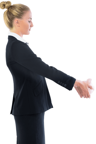 Businesswoman Holding Piggy Bank Transparent Background