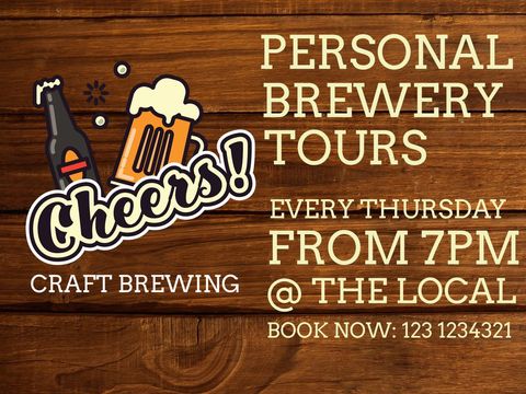 Local Brewery Tours Promotion Arranged on Rustic Wood Backdrop - Download Free Stock Templates Pikwizard.com