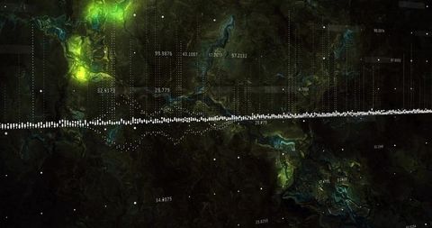 Futuristic Data Visualization with Glowing Elements and Graphs