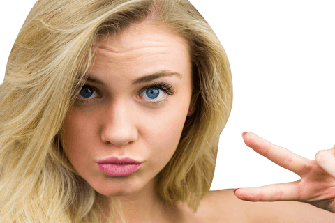 Peaceful Blonde Gesture with Transparent Background