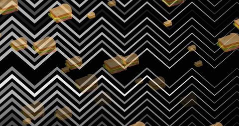 Falling sandwiches on zigzag patterned background