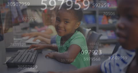 Diverse Schoolchildren Using Computers with Data Animation
