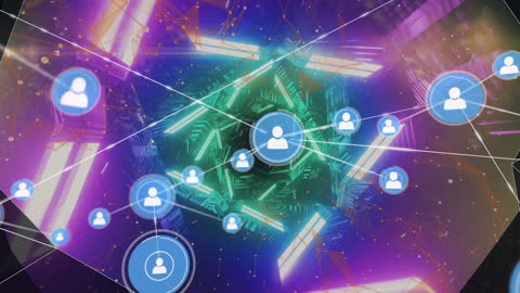 Global Network Connectivity Over Neon Geometric Shapes