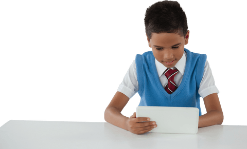 Transparent Background of Schoolboy Using Tablet - Download Free Stock Videos Pikwizard.com