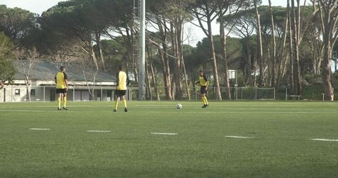 Youth Soccer Team Training on Lush Green Field
