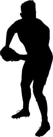 Rugby player bending silhouette with transparent background
