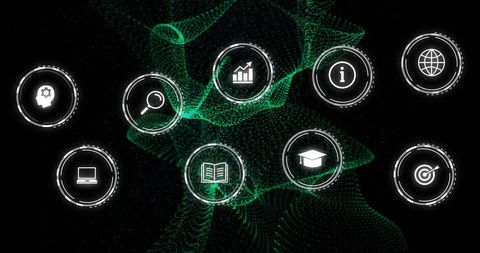Digital Network Interface with Futuristic Graphics and Icons - Download Free Stock Images Pikwizard.com