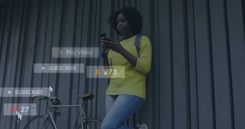 Young Woman Engaging with Smartphone and Social Media notifications