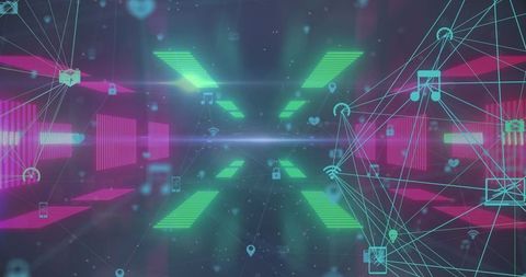 Futuristic Digital Network with Abstract Global Interface