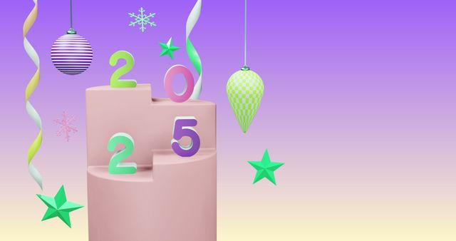 2025 New Year Celebration with Colorful Ornaments and Gradient Background - Download Free Stock Images Pikwizard.com