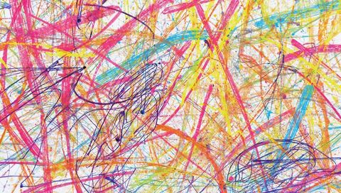 Dynamic abstract scribbles with vibrant splash of colors