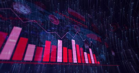 Futuristic Digital Bar Chart with Cyber Data Points