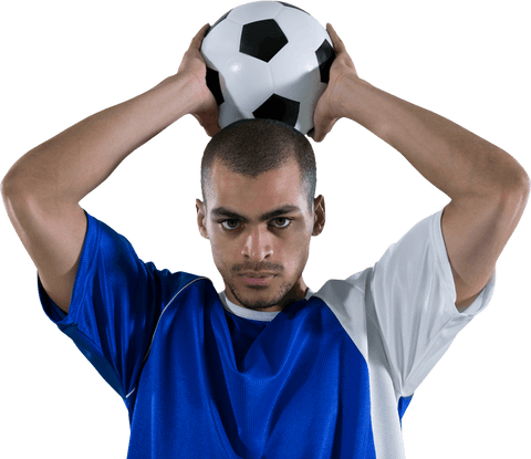 Transparent Image of a Focused Soccer Player Preparing Throw-In