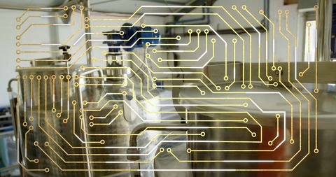 Digital Interface Overlay with Industrial Equipment