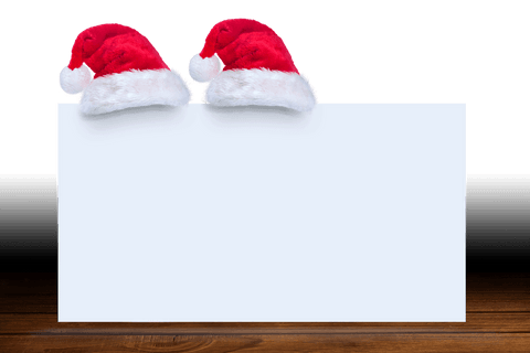 Christmas hats with blank sheet on transparent background