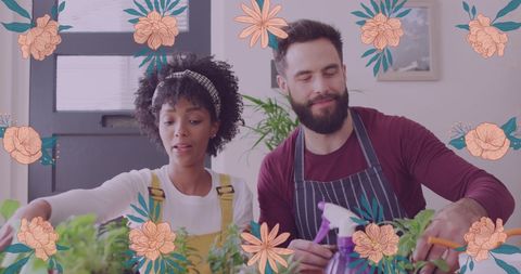 Diverse Couple Enjoying Spring Gardening Together - Download Free Stock Images Pikwizard.com