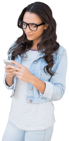 Happy biracial woman using smartphone communication transparent background