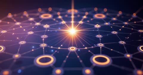 Futuristic Digital Network with Glowing Hub