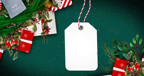 Festive Christmas Tag with Copy Space and Holiday Decorations - Download Free Stock Images Pikwizard.com