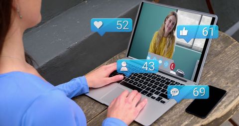 Overwhelmed with Social Media Notifications During Video Call - Download Free Stock Images Pikwizard.com