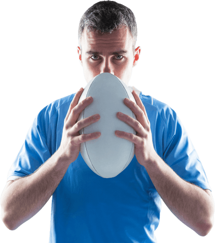 rugby player in blue jersey with rugby ball on transparent background - Download Free Stock Videos Pikwizard.com