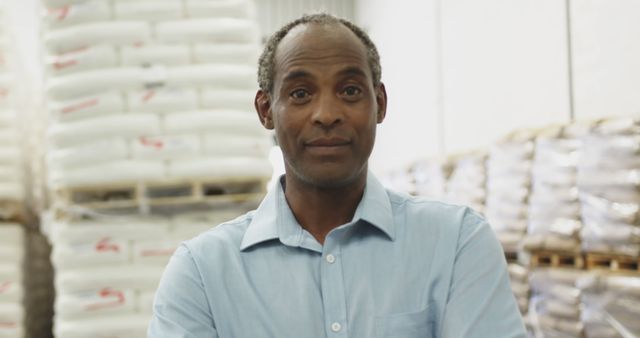 Confident African American Man Standing in Warehouse - Download Free Stock Images Pikwizard.com