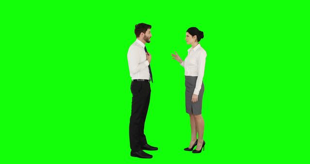 Business colleagues engaged in conversation on green screen background - Download Free Stock Images Pikwizard.com