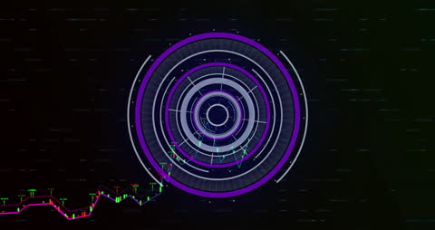 Futuristic Financial Data Interface with Animated Scope