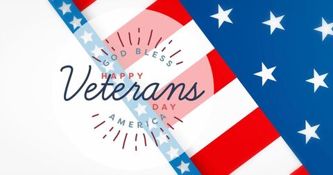 Happy Veterans Day Graphic Over American Flag Background