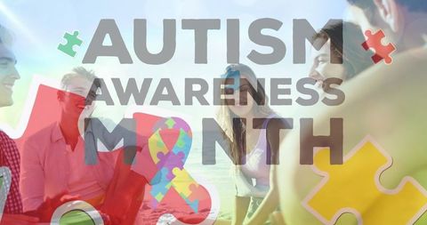 Autism Awareness Month Celebration with Friends on Beach