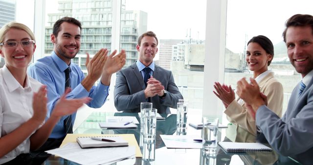 Business Meeting Team Applauding Success in Modern Office - Download Free Stock Images Pikwizard.com