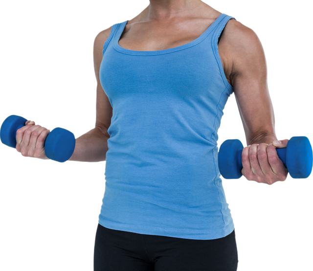 Transparent Fit Woman Exercising with Dumbbells in Blue Shirt - Download Free Stock Videos Pikwizard.com