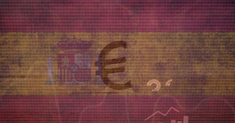 Euro symbol with spanish flag reflecting spain's economic themes