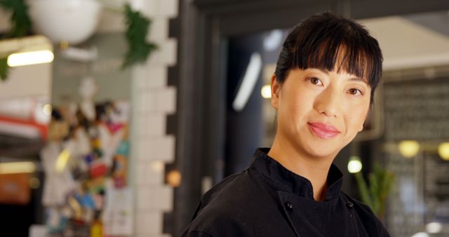 Confident Female Chef Standing in Commercial Kitchen - Download Free Stock Images Pikwizard.com