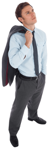 Serious Businessman Holding Jacket on Trendy Look