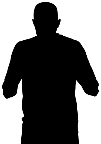 Black silhouette of active man on transparent background