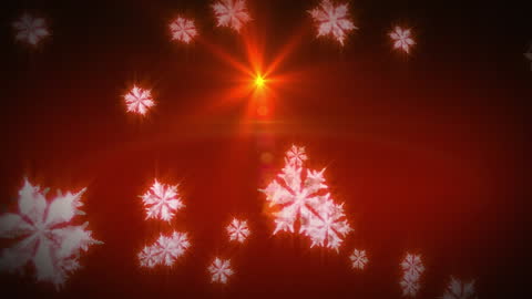 Floating Snowflakes on Red Background for Festive Celebrations