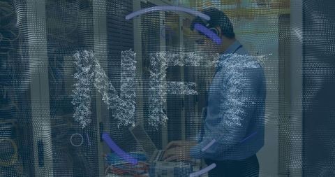 It technician managing data center operations with multiple networks