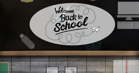 Back to School Concept Digital Design with Icons