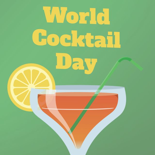 Celebrating World Cocktail Day with Lemons and Straw Poster - Download Free Stock Templates Pikwizard.com