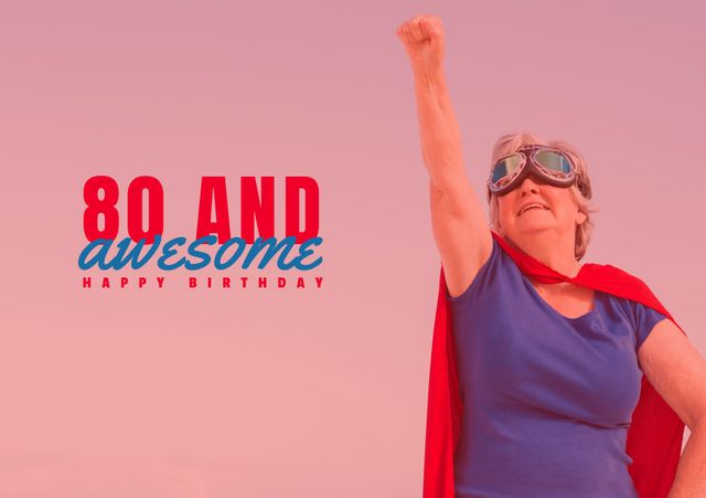 Elderly Woman Celebrating 80th Birthday as a Superhero - Download Free Stock Templates Pikwizard.com