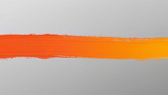 Horizontal orange-to-yellow brush stroke flowing across light gray backdrop, textured