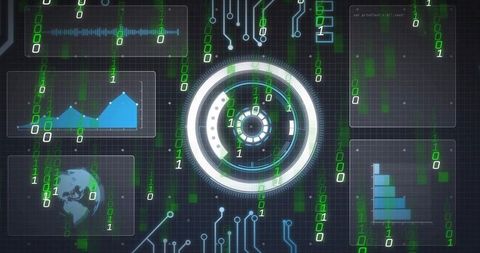 Futuristic Interface with Digital Circuitry and Binary Code Elements - Download Free Stock Images Pikwizard.com