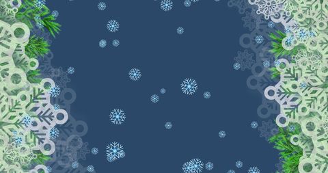 Falling Snowflakes with Festive Garland on Blue Background - Download Free Stock Images Pikwizard.com